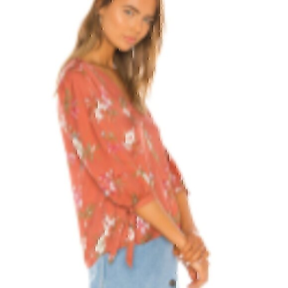 Rebecca Taylor Peach Lita Floral Silk Blend Blouse, Size 2 - Picture 2 of 6